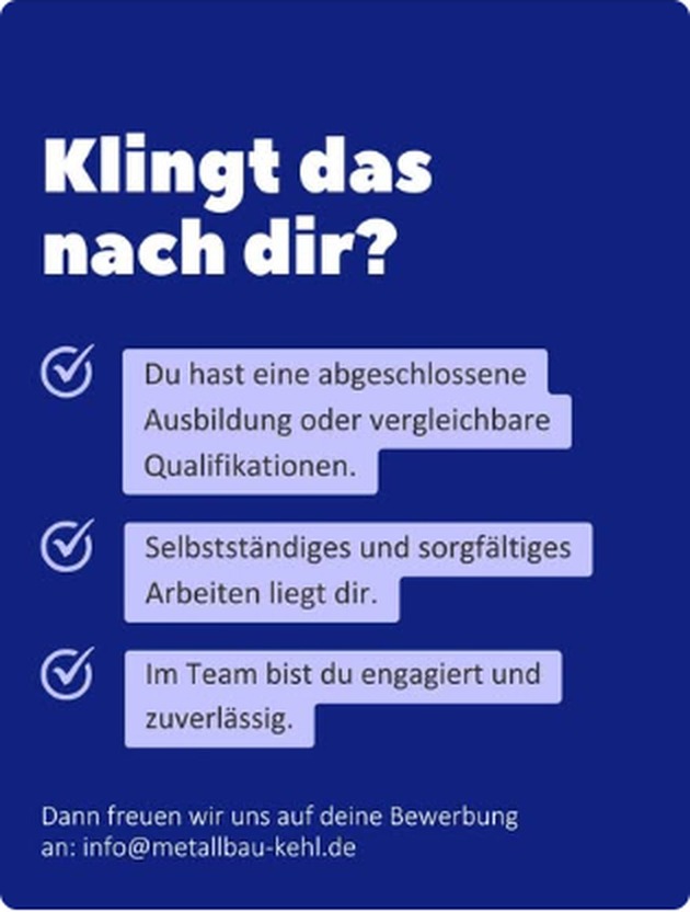 Anforderungen für die Stelle als Metallbauer